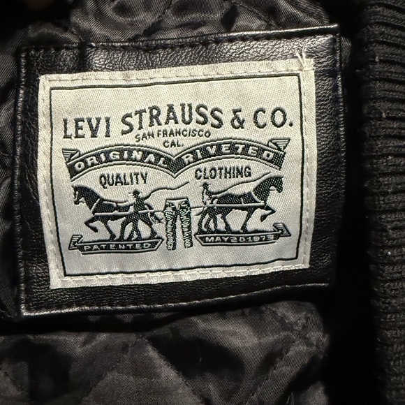 Levis Womens Mixed Media Letterman Varsity Black Bomber Jacket Size Small - Picture 9 of 16